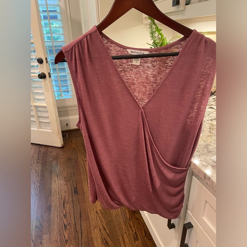 Athleta Breezy Wrap Tank Size M, Color Mulberry